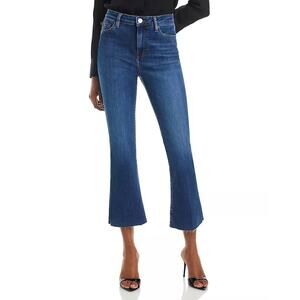 FRAME Women Lupine Blue Dark Wash Le Crop Mid Rise Cropped Bootcut Jeans Size 28